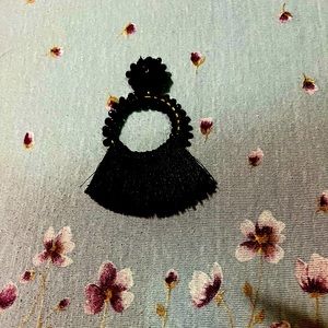 BOHO tassel earrings. Black tassel bohemian earrings.